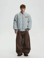 Quilted Embroidered Lapel Bomber Jacket 5