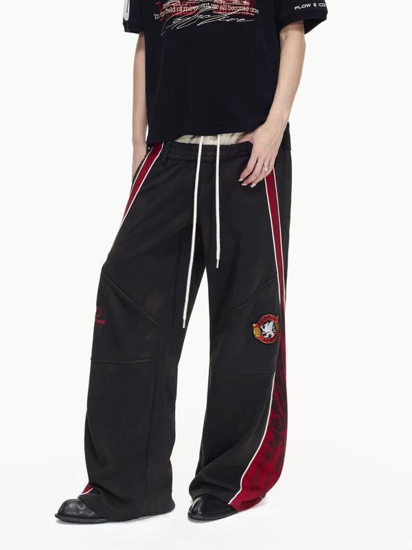 Racing Double-Waist Wide-Leg Sweatpants 2