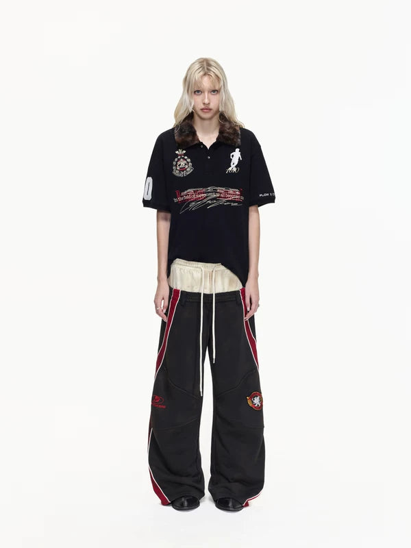 Racing Double-Waist Wide-Leg Sweatpants 4