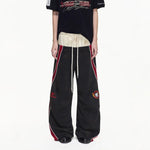 5937772705461,5937772705462,5937772705463,5937772705464, Racing Double-Waist Wide-Leg Sweatpants