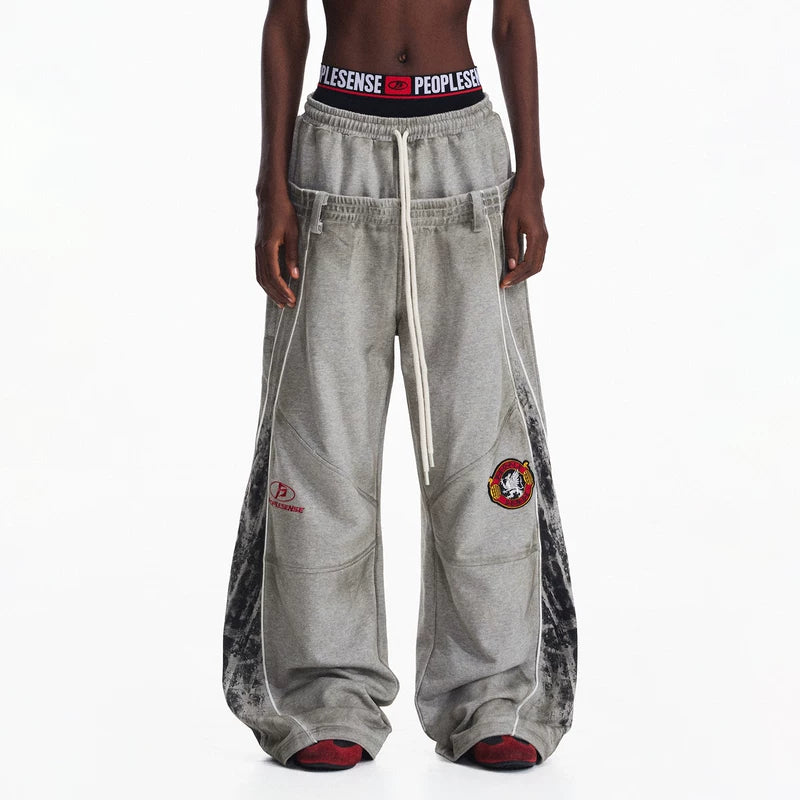 5937772705465,5937772705466,5937772705467,5937772705468, Racing Double-Waist Wide-Leg Sweatpants