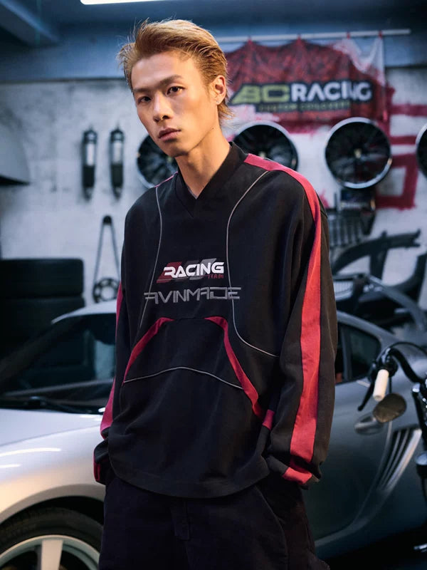Racing Embroidered Color-Blocked Long-Sleeve T-Shirt 4