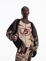 Racing-Inspired Knit Zip-Up Cardigan Sweater 1