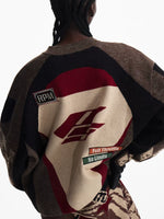 Racing-Inspired Knit Zip-Up Cardigan Sweater 3
