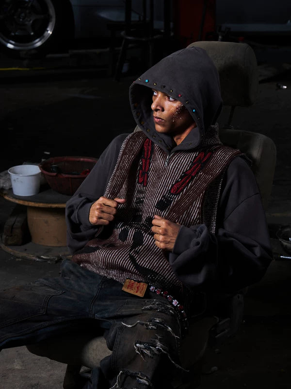 Racing-Inspired Knitted Half-Zip Sweater Vest 4