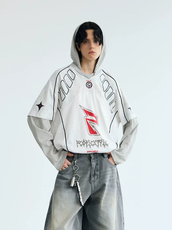 Racing-Inspired Quick-Dry Hooded Jersey Top 1
