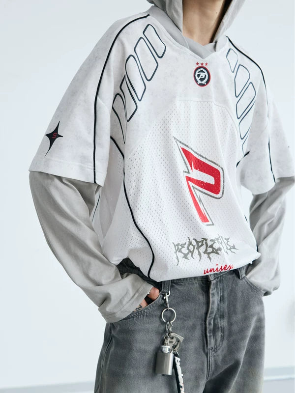 Racing-Inspired Quick-Dry Hooded Jersey Top 2