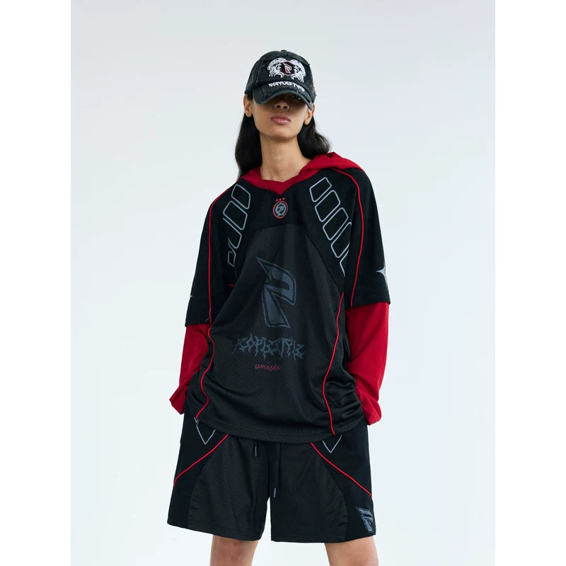 6174842399506,6174842399508,6174842399510, Racing-Inspired Quick-Dry Hooded Jersey Top