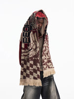 Racing Jacquard Scarf with Fringe Hem 1