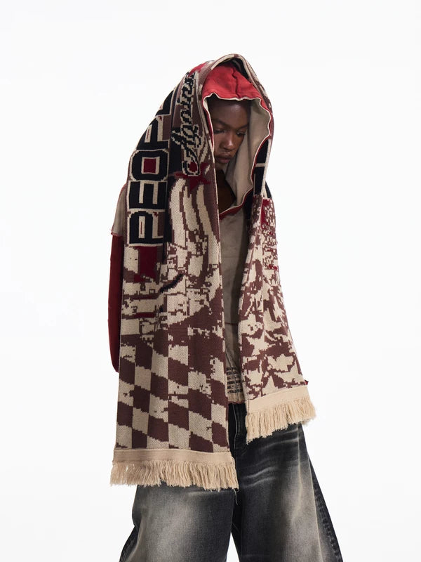 Racing Jacquard Scarf with Fringe Hem 1