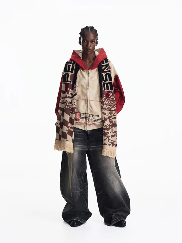 Racing Jacquard Scarf with Fringe Hem 5