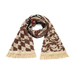 6104928987352, Racing Jacquard Scarf with Fringe Hem