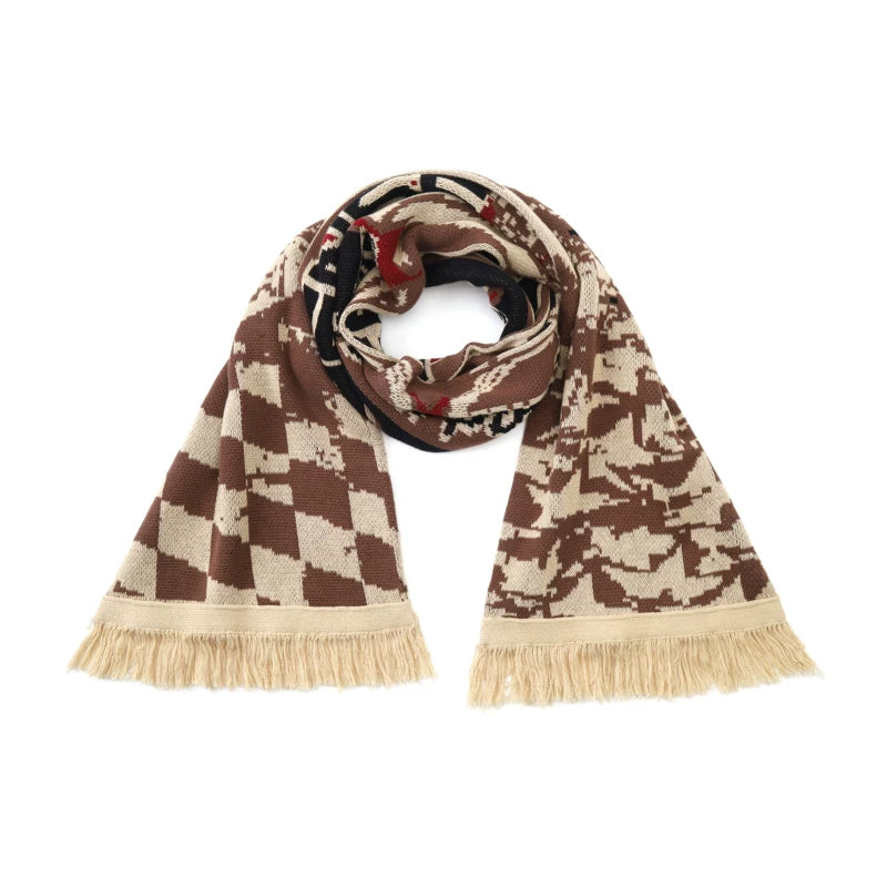 6104928987352, Racing Jacquard Scarf with Fringe Hem