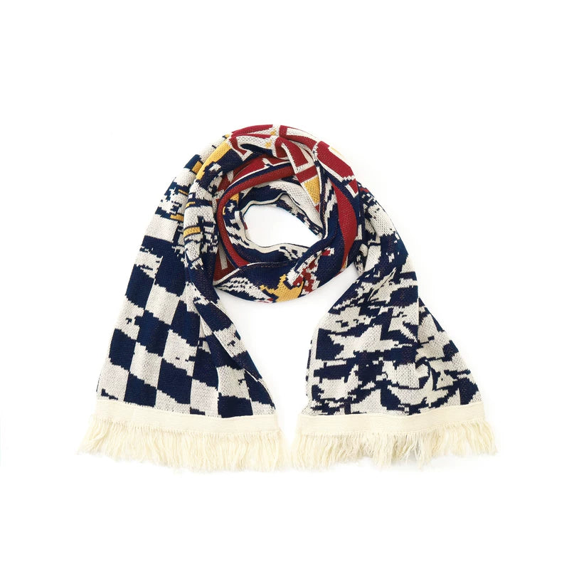 5939922684890, Racing Jacquard Scarf with Fringe Hem
