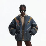 5948271797980,5948271797981,5948271797982, Racing Patchwork Striped Cotton Stand Collar Jacket