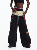 Racing Style Distressed Wide-Leg Sweatpants 2