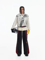 Racing Style Distressed Wide-Leg Sweatpants 5