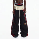 5935263204614,5935263204615,5935263204616,5935263204617, Racing Style Distressed Wide-Leg Sweatpants