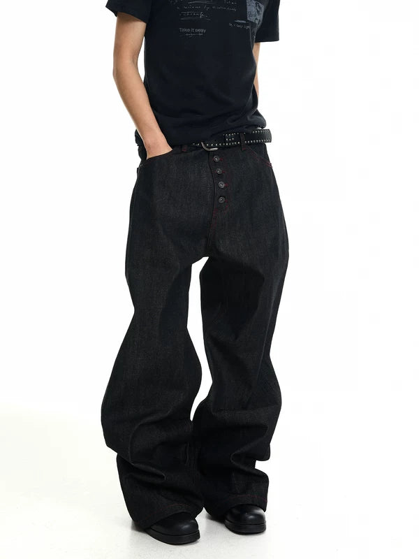 Raw Denim Baggy Straight Leg Pants 1