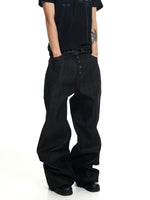Raw Denim Baggy Straight Leg Pants 4