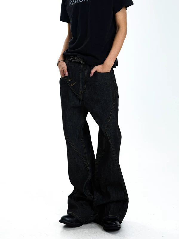 Raw Denim Flared Pants 1