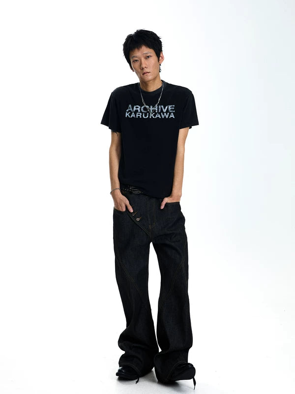 Raw Denim Flared Pants 5