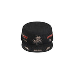 6154531451510, Raw Denim Flat Top Embroidered Equestrian Hat