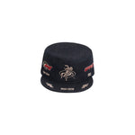 6154531451509, Raw Denim Flat Top Embroidered Equestrian Hat