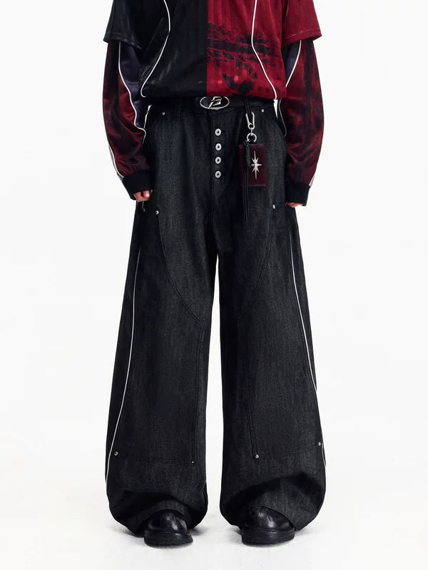 Raw Denim High-Waisted Wide-Leg Pants 1