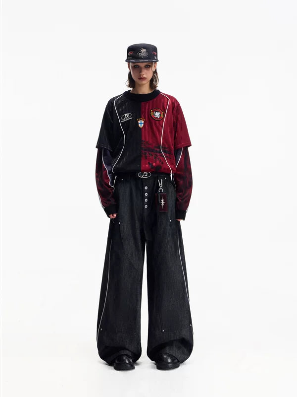 Raw Denim High-Waisted Wide-Leg Pants 5