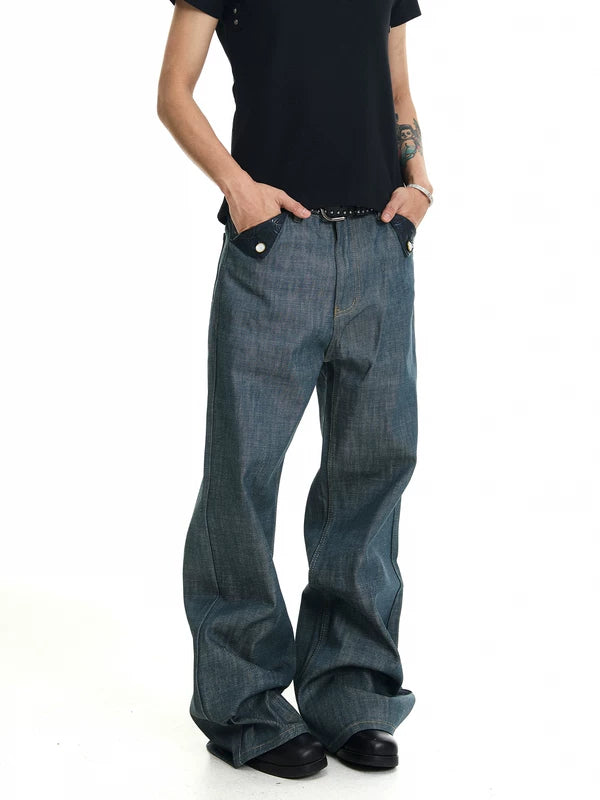 Raw Denim Straight Leg Pants 1
