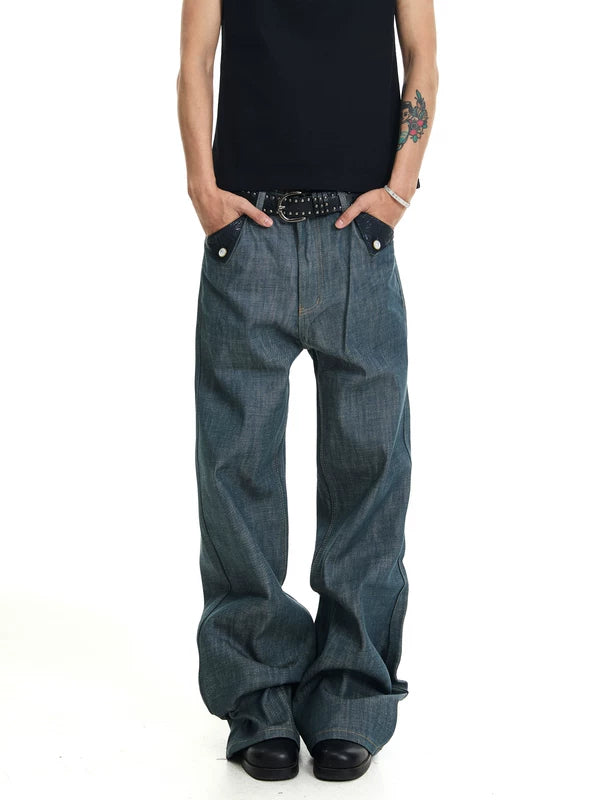 Raw Denim Straight Leg Pants 2