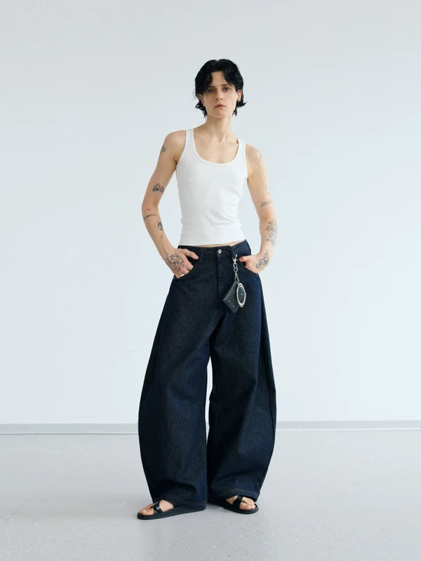 Raw Denim Wide-Leg Blade Pants 3