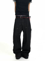 Raw Denim Wide-Leg Cargo Pants 2