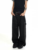 Raw Denim Wide-Leg Cargo Pants 3
