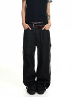 Raw Denim Wide-Leg Cargo Pants 4