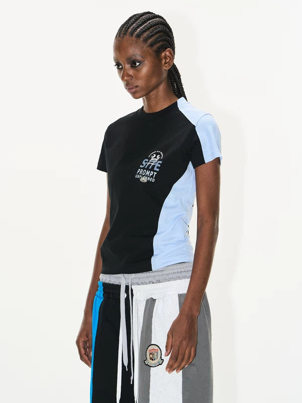 Raw Edge Colorblock Graphic Sports T-Shirt 3