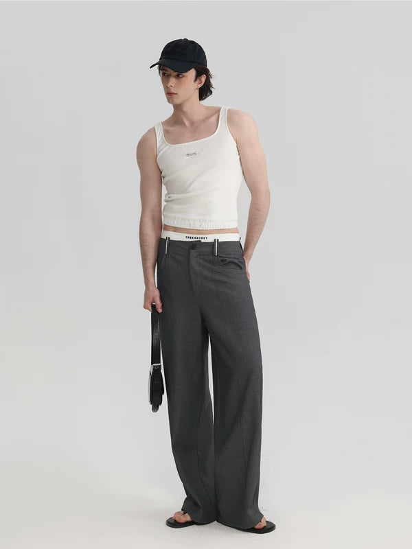 ,6208654235680,6208654235681,6208654235682, Reconstructed Pleated Loose Fit Pants