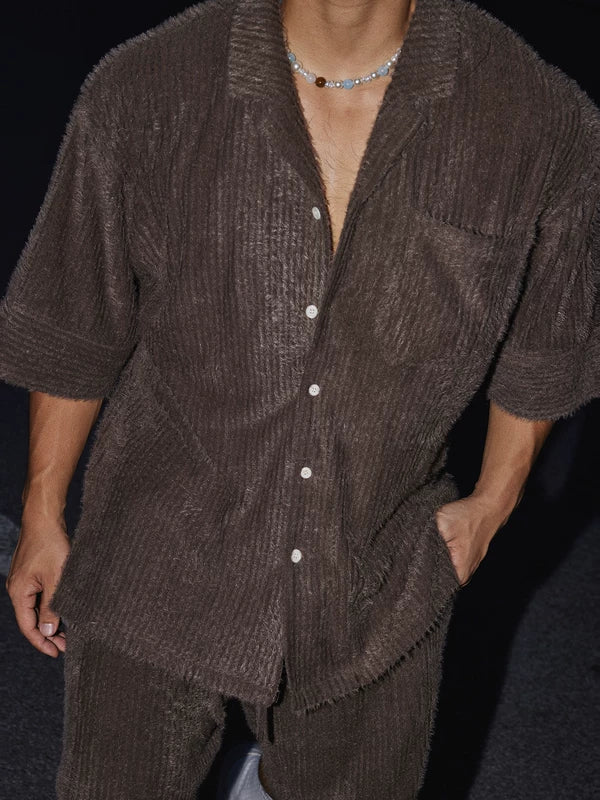 Relaxed Corduroy Short-Sleeve Shirt and Shorts 4