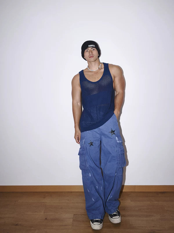 Relaxed Fit Perforated Knitted Vest 2