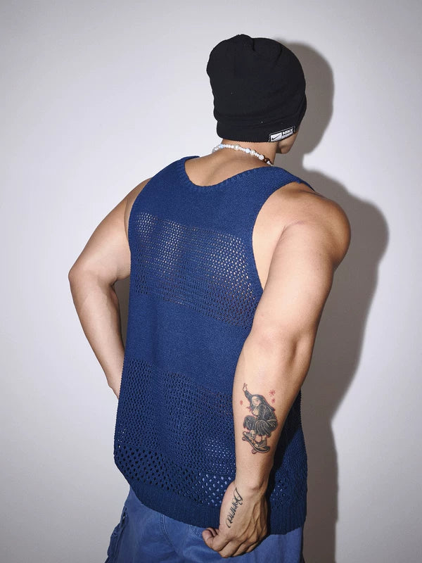 Relaxed Fit Perforated Knitted Vest 4