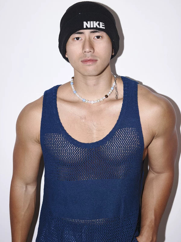 Relaxed Fit Perforated Knitted Vest 5