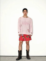 Relaxed Fit Ripped Mesh Knit Sweater 2