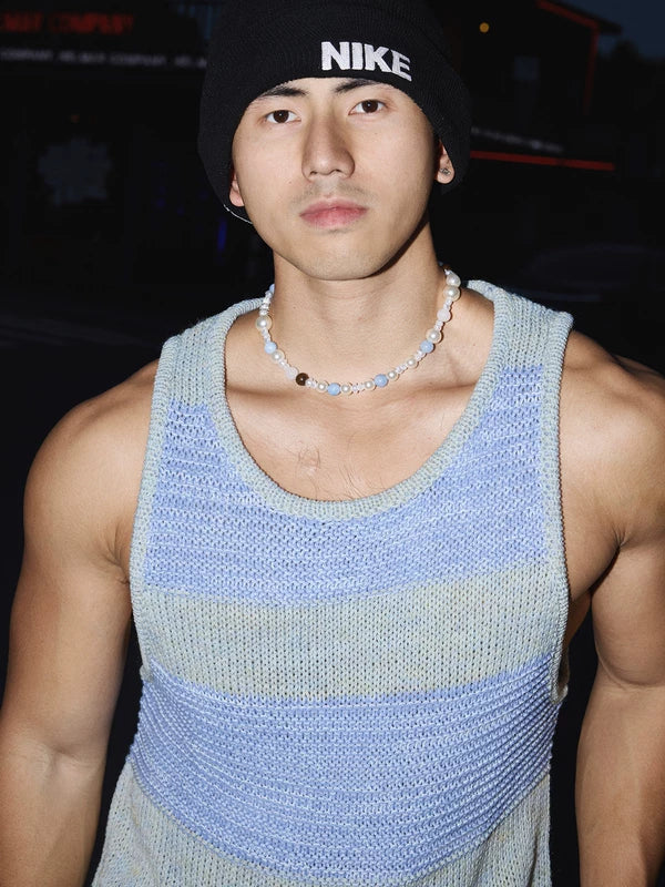 Relaxed Fit Striped Knit Vest 5