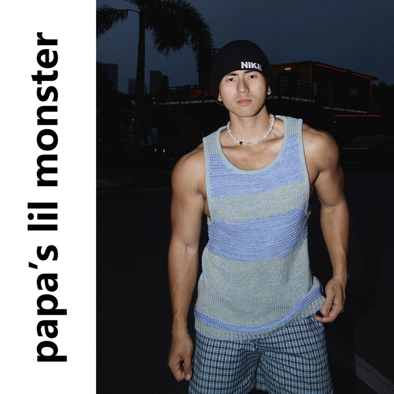 6067350444507,6067350444508,6067350444509, Relaxed Fit Striped Knit Vest