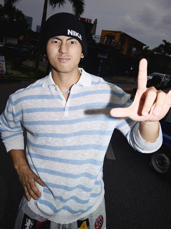 Relaxed Fit Striped Long-Sleeve Polo Shirt 3