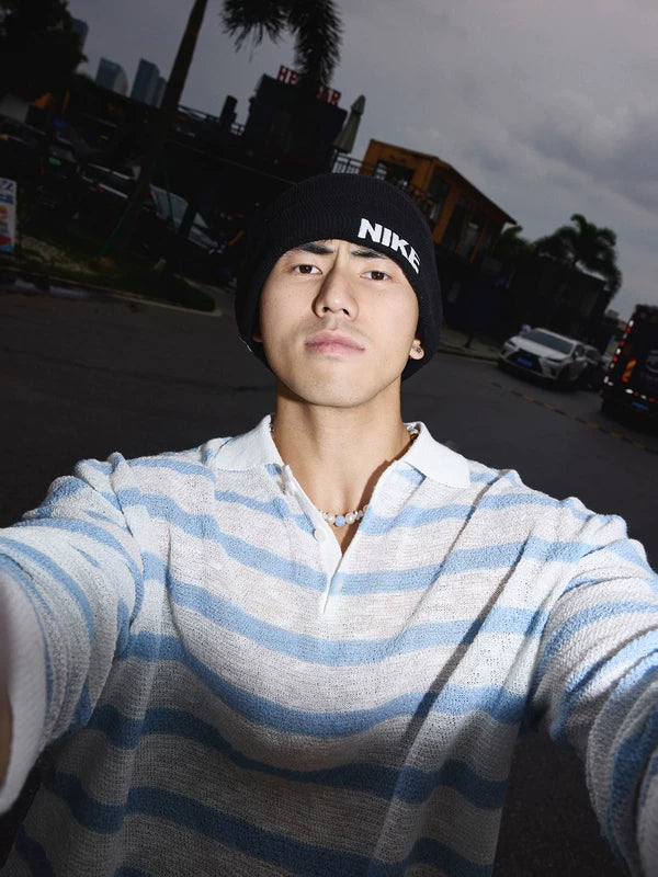 Relaxed Fit Striped Long-Sleeve Polo Shirt 5