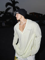 Relaxed Fit V-Neck Long-Sleeve T-Shirt 1