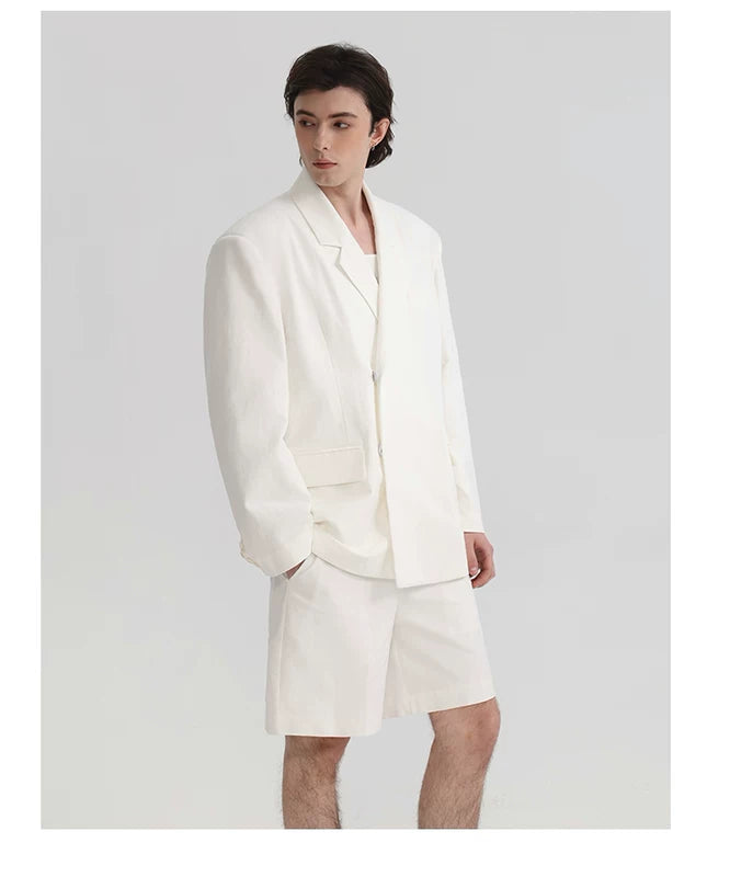 6057723672407,6057723672411,6057723672415, Relaxed Linen Jacket and Shorts Set