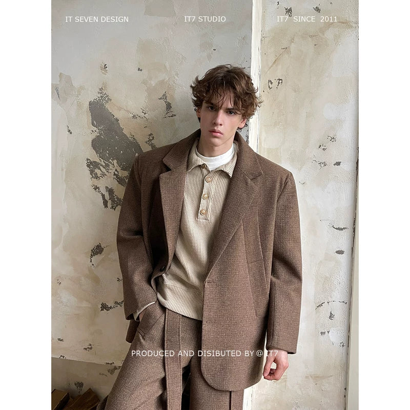 Relaxed Minimalist Retro Suit Jacket and Pants 1